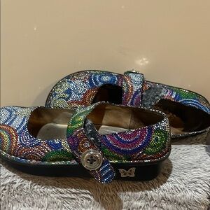 Alegria Blue and Green Flats with Paisley Design